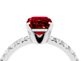 White gold Emerald Cut Ruby Solitaire Pavé Engagement Ring with Round Band and Prong Setting_16