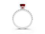 White gold Emerald Cut Ruby Solitaire Ring with Pavé Band and Four-Prong Setting_27