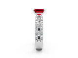 White gold Emerald Cut Ruby Solitaire Ring with Pavé and Channel Set Band_2