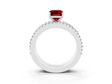 White gold Emerald Cut Ruby Solitaire Ring with Pavé and Channel Set Band_3