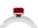 White gold Emerald Cut Ruby Solitaire Ring with Pavé and Channel Set Band_4