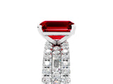 White gold Emerald Cut Ruby Solitaire Ring with Pavé and Channel Set Band_5