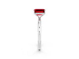 White gold Emerald Cut Ruby Solitaire Ring with Thin Band and Four-Prong Setting_14