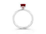 White gold Emerald Cut Ruby Solitaire Ring with Thin Band and Four-Prong Setting_15