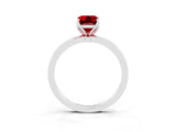 White gold Emerald Cut Ruby Solitaire Ring with Thin Band and Prong Setting_15
