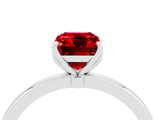 White gold Emerald Cut Ruby Solitaire Ring with Thin Band and Prong Setting_16