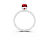 White gold Emerald Cut Ruby Solitaire Ring with Thin Band and Prong Setting_39