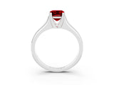White gold Emerald Cut Ruby Solitaire Ring with Wide Band and Prong Setting_3