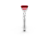 White gold Emerald Cut Ruby Solitaire Twist Band Prong Setting Ring_38