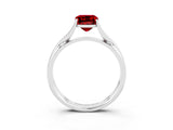 White gold Emerald Cut Ruby Solitaire Twist Band Prong Setting Ring_39