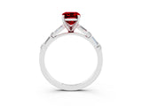 White gold Emerald Cut Ruby Solitaire with Side Baguettes and Channel Set Band_3