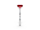 White gold Emerald Cut Ruby Solitaire with Side Stones on a Pavé Band and Four-Prong Setting_2