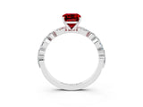 White gold Emerald Cut Ruby Solitaire with Side Stones on a Pavé Band and Four-Prong Setting_3
