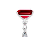 White gold Emerald Cut Ruby Solitaire with Side Stones on a Pavé Band and Four-Prong Setting_5