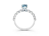 White gold Emerald Cut Solitaire Aquamarine Ring with Pave Band and Four-Prong Setting_3