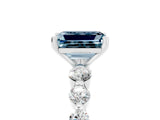 White gold Emerald Cut Solitaire Aquamarine Ring with Pave Band and Four-Prong Setting_5