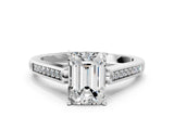 White gold Emerald Cut Solitaire Cathedral Diamond Engagement Ring with Channel-Set Band and Four-Prong Setting_3