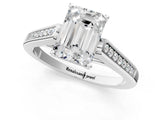 White gold Emerald Cut Solitaire Cathedral Diamond Engagement Ring with Channel-Set Band and Four-Prong Setting_4