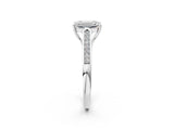 White gold Emerald Cut Solitaire Cathedral Diamond Engagement Ring with Channel-Set Band and Four-Prong Setting_5
