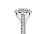 White gold Emerald Cut Solitaire Cathedral Diamond Engagement Ring with Channel-Set Band and Four-Prong Setting_8