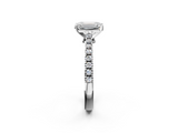 White gold Emerald Cut Solitaire Diamond Engagement Ring with Pave Band and Four-Prong Setting_188