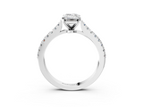 White gold Emerald Cut Solitaire Diamond Engagement Ring with Pave Band and Four-Prong Setting_189