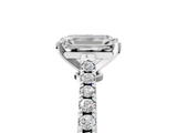 White gold Emerald Cut Solitaire Diamond Engagement Ring with Pave Band and Four-Prong Setting_191