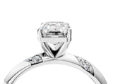 White gold Emerald Cut Solitaire Diamond Engagement Ring with Twisted Pave Band and Four-Prong Setting_11