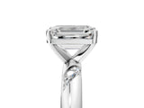 White gold Emerald Cut Solitaire Diamond Engagement Ring with Twisted Pave Band and Four-Prong Setting_12