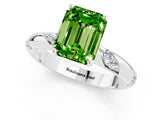 White gold Emerald Cut Solitaire Diamond Engagement Ring with Twisted Pave Band and Four-Prong Setting_1
