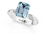 White gold Emerald Cut Solitaire Diamond Engagement Ring with Twisted Pave Band and Four-Prong Setting_1