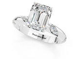 White gold Emerald Cut Solitaire Diamond Engagement Ring with Twisted Pave Band and Four-Prong Setting_1