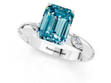 White gold Emerald Cut Solitaire Diamond Engagement Ring with Twisted Pave Band and Four-Prong Setting_1