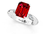 White gold Emerald Cut Solitaire Diamond Engagement Ring with Twisted Pave Band and Four-Prong Setting_1