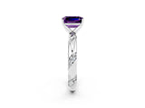 White gold Emerald Cut Solitaire Diamond Engagement Ring with Twisted Pave Band and Four-Prong Setting_2