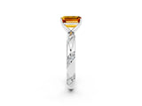 White gold Emerald Cut Solitaire Diamond Engagement Ring with Twisted Pave Band and Four-Prong Setting_2