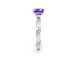 White gold Emerald Cut Solitaire Diamond Engagement Ring with Twisted Pave Band and Four-Prong Setting_2