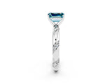 White gold Emerald Cut Solitaire Diamond Engagement Ring with Twisted Pave Band and Four-Prong Setting_2