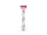 White gold Emerald Cut Solitaire Diamond Engagement Ring with Twisted Pave Band and Four-Prong Setting_2
