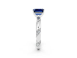 White gold Emerald Cut Solitaire Diamond Engagement Ring with Twisted Pave Band and Four-Prong Setting_2