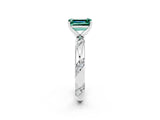 White gold Emerald Cut Solitaire Diamond Engagement Ring with Twisted Pave Band and Four-Prong Setting_2