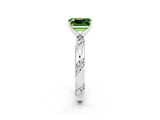 White gold Emerald Cut Solitaire Diamond Engagement Ring with Twisted Pave Band and Four-Prong Setting_2
