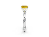 White gold Emerald Cut Solitaire Diamond Engagement Ring with Twisted Pave Band and Four-Prong Setting_2