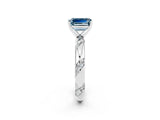 White gold Emerald Cut Solitaire Diamond Engagement Ring with Twisted Pave Band and Four-Prong Setting_2