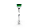 White gold Emerald Cut Solitaire Diamond Engagement Ring with Twisted Pave Band and Four-Prong Setting_2