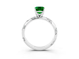 White gold Emerald Cut Solitaire Diamond Engagement Ring with Twisted Pave Band and Four-Prong Setting_3
