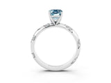 White gold Emerald Cut Solitaire Diamond Engagement Ring with Twisted Pave Band and Four-Prong Setting_3