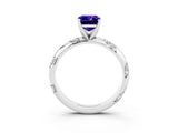 White gold Emerald Cut Solitaire Diamond Engagement Ring with Twisted Pave Band and Four-Prong Setting_3