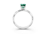 White gold Emerald Cut Solitaire Diamond Engagement Ring with Twisted Pave Band and Four-Prong Setting_3