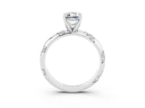 White gold Emerald Cut Solitaire Diamond Engagement Ring with Twisted Pave Band and Four-Prong Setting_3